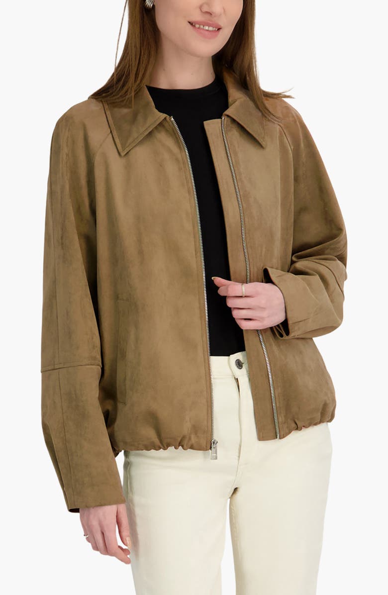 Tahari Kora Faux Suede Jacket, Alternate, color, Dune