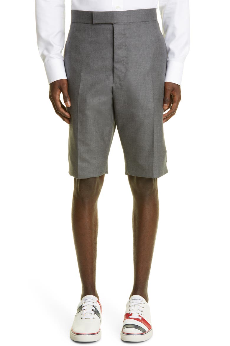 Men's Back Strap Flat Front Wool Shorts, Main, color, MEDIUM GREY