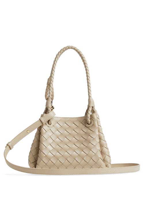 Bottega Veneta Small Andiamo Intrecciato Leather Crossbody Bag In 9614 Ecru-muse Brass