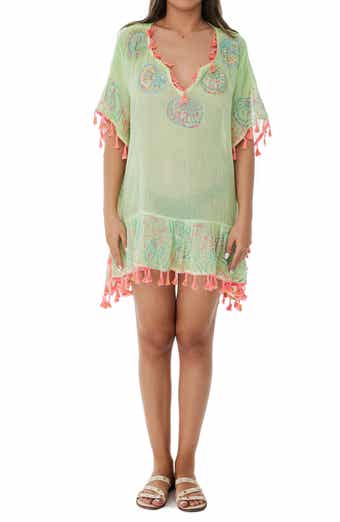 Embroidered Cotton Short Poncho