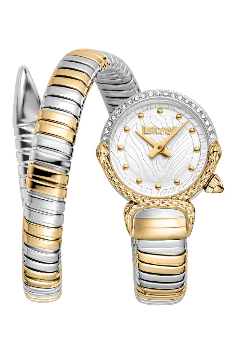 Radiosa Snake Wraparound Bracelet Watch, 22mm, Main, color, SILVER/ TWO TONE