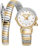 Just Cavalli Radiosa Snake Wraparound Bracelet Watch, 22mm