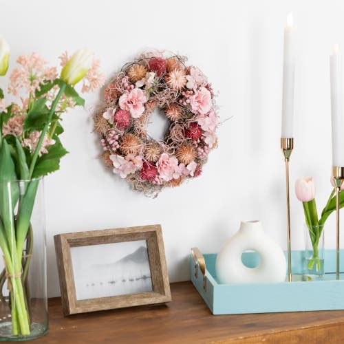 Northlight Mixed Floral Artificial Spring Wreath In Pink