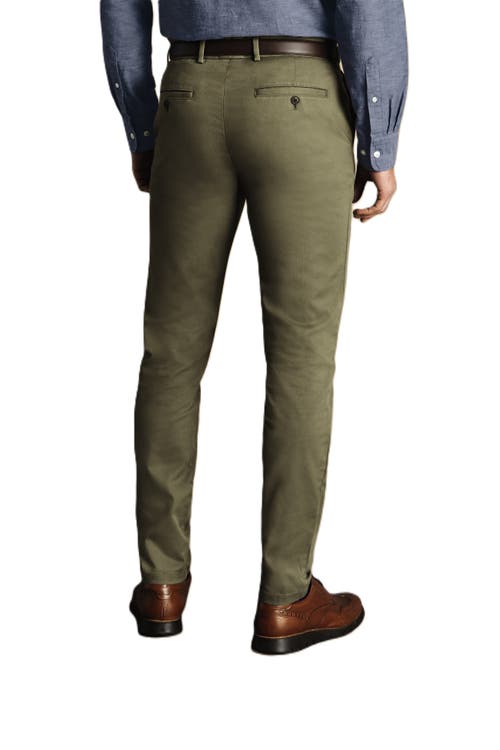 Shop Charles Tyrwhitt Slim Fit Ultimate Non-iron Chino In Olive Green