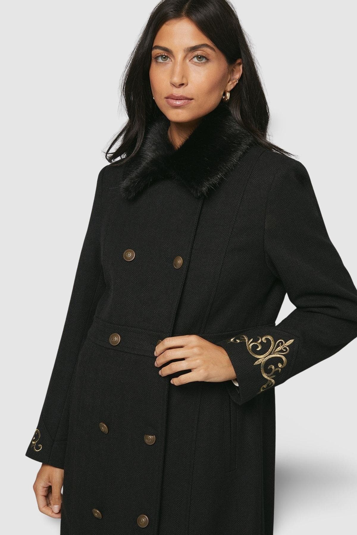 Faux Fur Military Coat - image 2