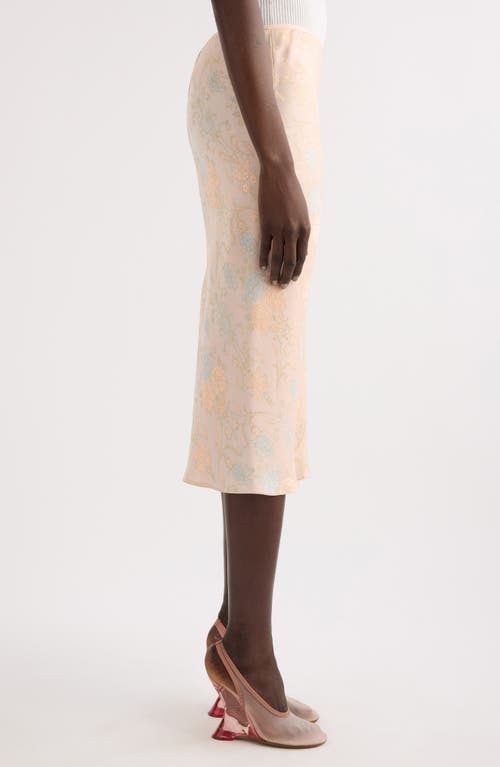 Dries Van Noten Sati Floral Satin Midi Skirt In Light Pink