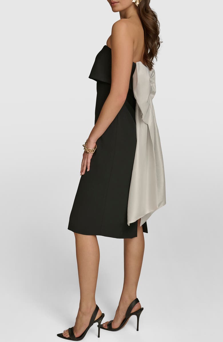 Donna Karan New York Contrast Bow Back Strapless Cocktail Dress, Alternate, color, Black Cream