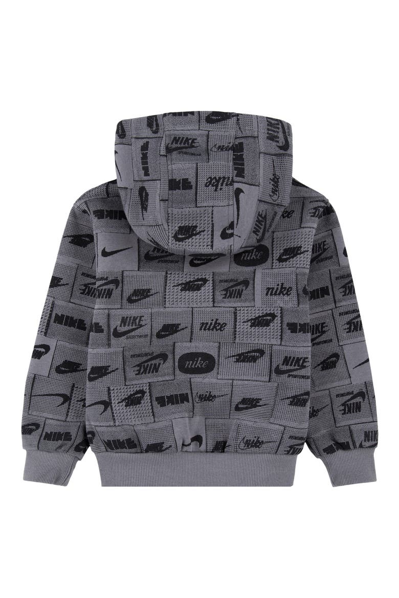 Kids' Logo Print Fleece Hoodie, Alternate, color, SMOKE GREY