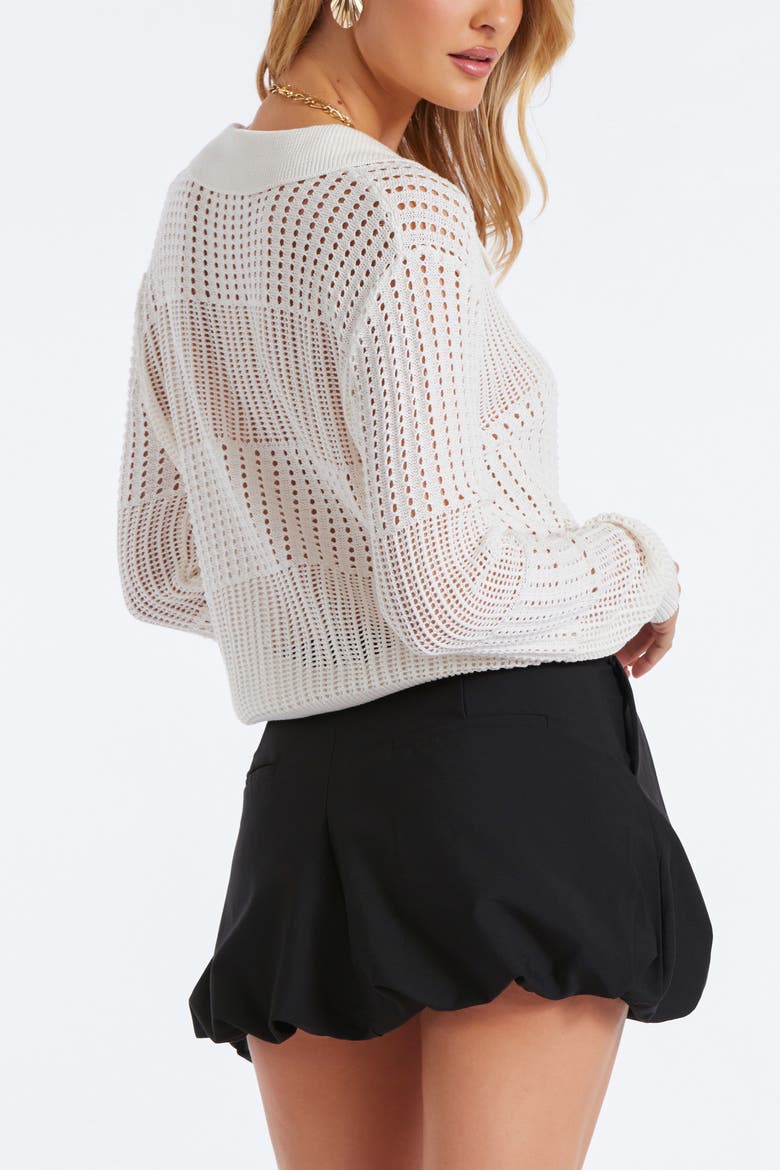 Sporty Pointelle Cardigan, Alternate, color, Ivory