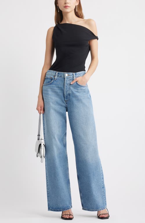 Open Edit Twist One-shoulder Top In Black
