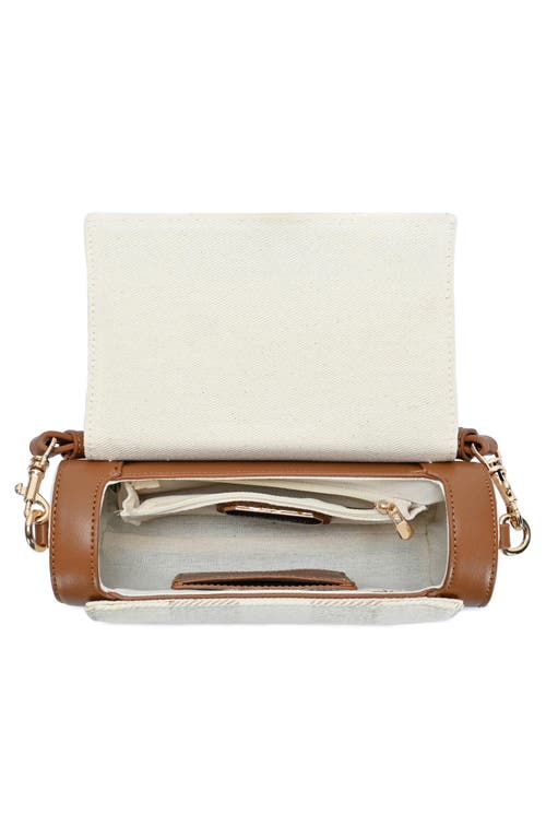 Madison West Stripe Canvas Mini Shoulder Bag In Tan
