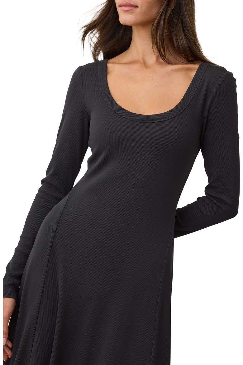Lexi Long Sleeve Rib Fit & Flare Maxi Dress, Alternate, color, BLACK