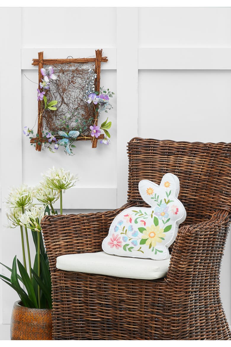 Easter Bunny Rabbit Shaped Accent Pillow, 14" x 14", Alternate, color, White