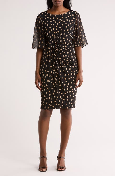 Flutter Sleeve Faux Wrap Dress