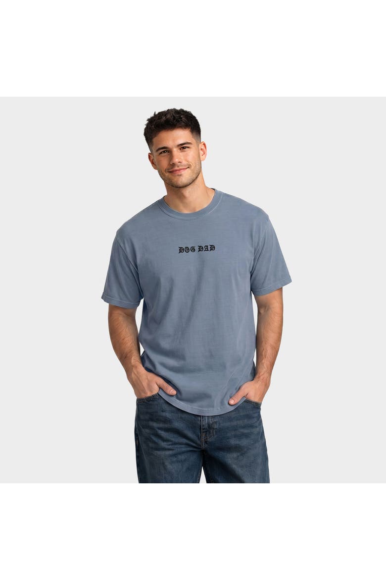 Dog Dad Gothic Puff Garment Dyed T-Shirt, Alternate, color, Blue Jean