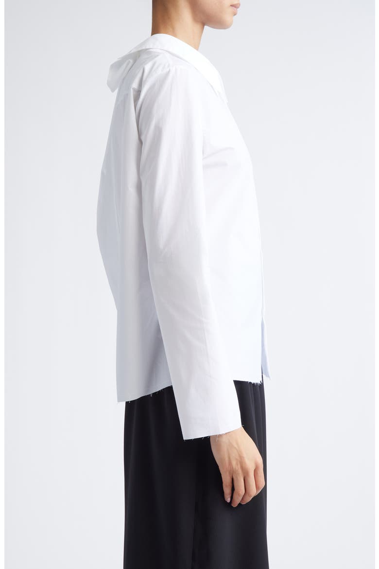 Frayed Hem Poplin Button-Up Shirt, Alternate, color, WHITE