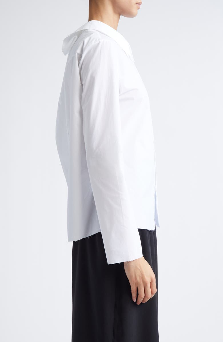 MM6 Maison Margiela Frayed Hem Poplin Button-Up Shirt, Alternate, color, White
