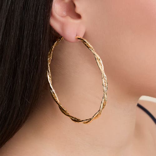 Jessica Simpson Light Gold Twist Hoop Earrings In Gold