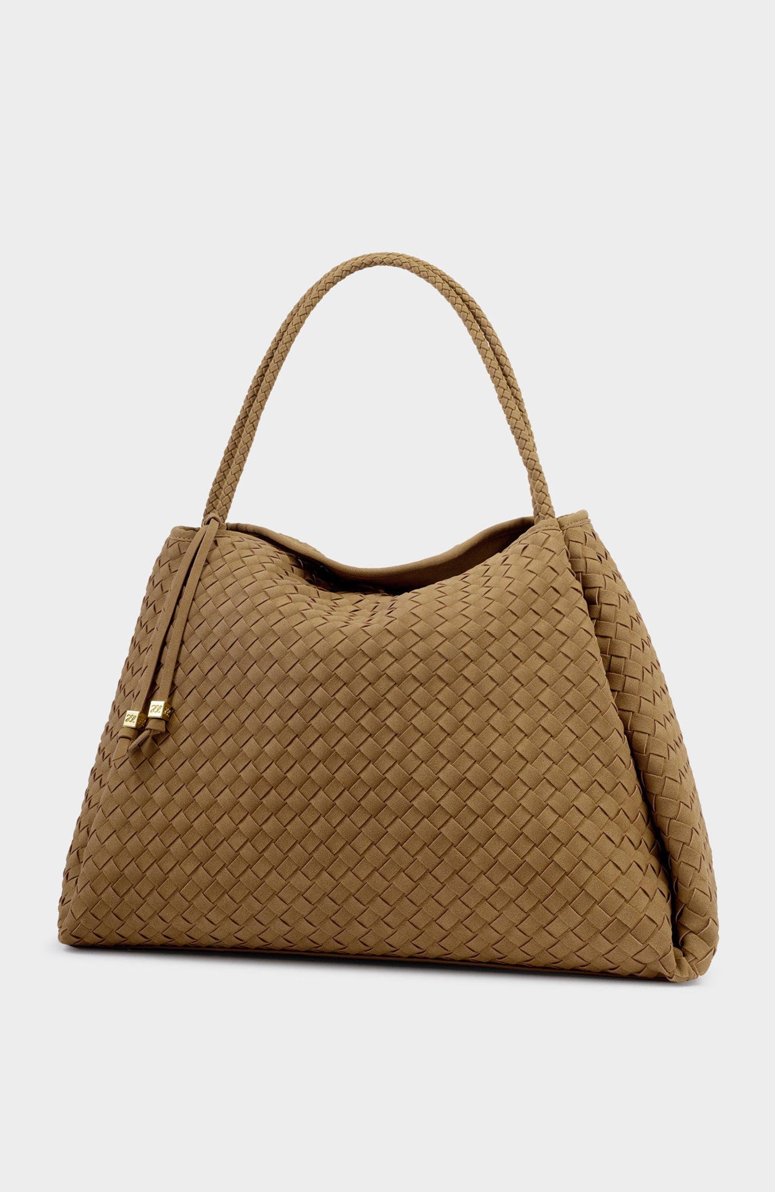 Katie Loxton Nova Hand Woven Large Shoulder Bag, Alternate, color, Light Caramel Suedette