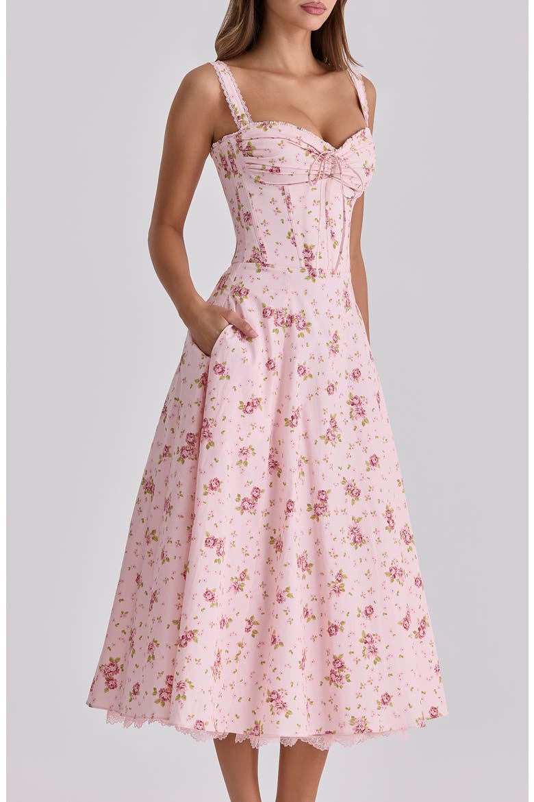 Rosalee Floral Stretch Cotton Petticoat Dress, Alternate, color, VINTAGE ROSE