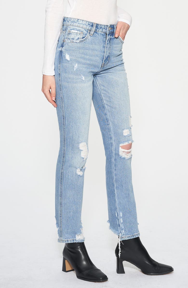 Bayeas Christine High Waist Distressed Straight Leg Jeans, Alternate, color, 