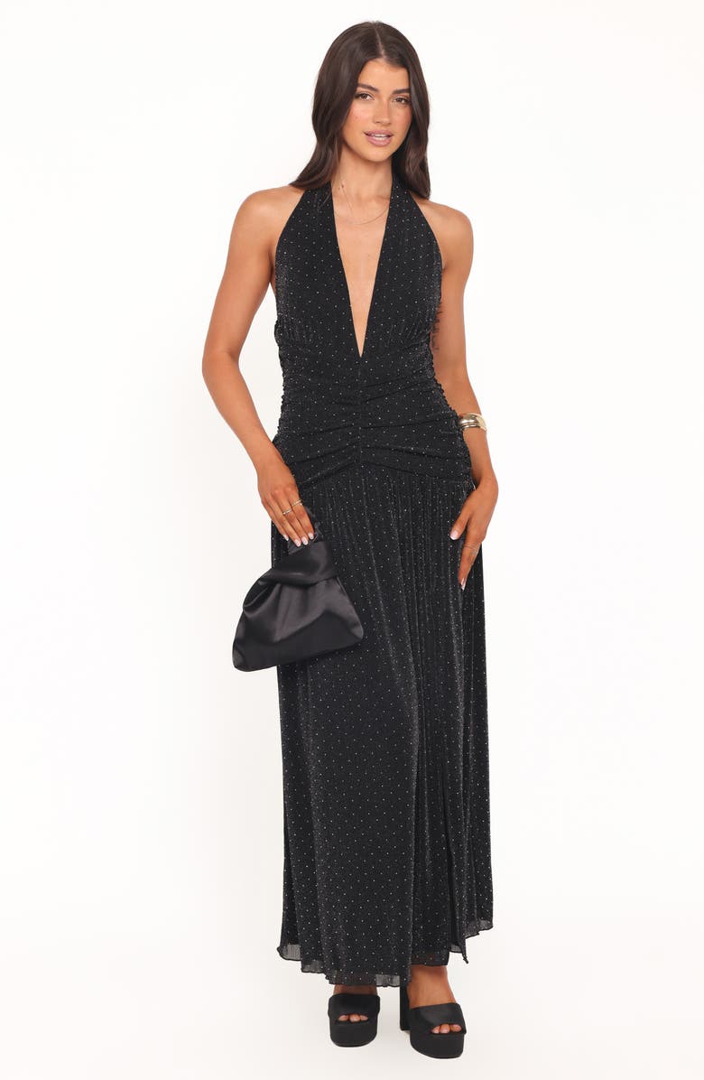 Petal & Pup Lucas Maxi Halter Dress, Alternate, color, Black