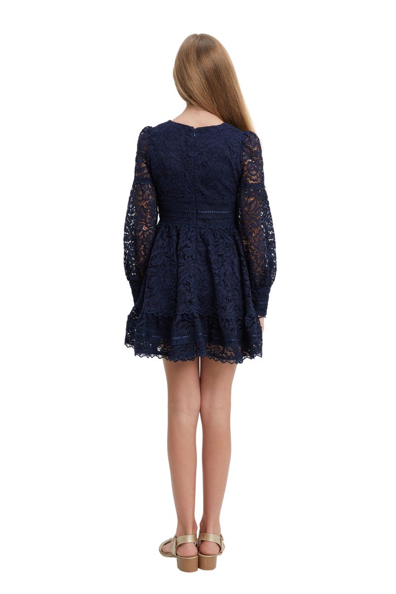 Kids' Venice Long Sleeve Lace Party Dress, Alternate, color, NAVY