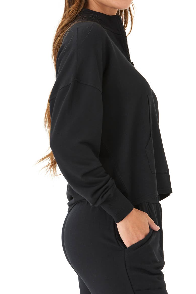 Florynce Feather Fleece Half Zip Sweatshirt, Alternate, color, BLACK