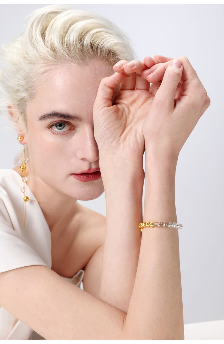 Classicharms FrostLily Clear Crystal and Bead Bolo Bracelet, Alternate, color, Gold