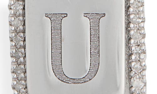 Meshmerise Diamond Initial Dog Tag Pendant Necklace In White-u