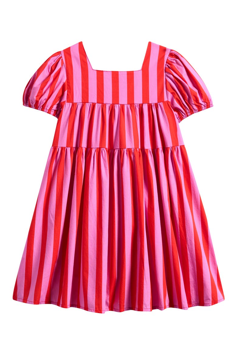 Kids' Circus Stripe Tiered Cotton Dress, Alternate, color, PINK