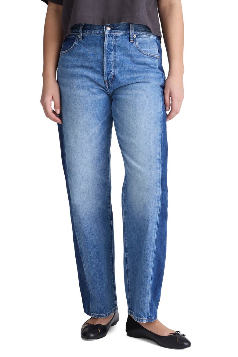Pieced Barrel Leg Jeans, Alternate, color, LINDEN WASH