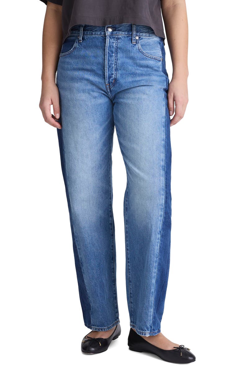 Madewell Pieced Barrel Leg Jeans, Alternate, color, Linden Wash