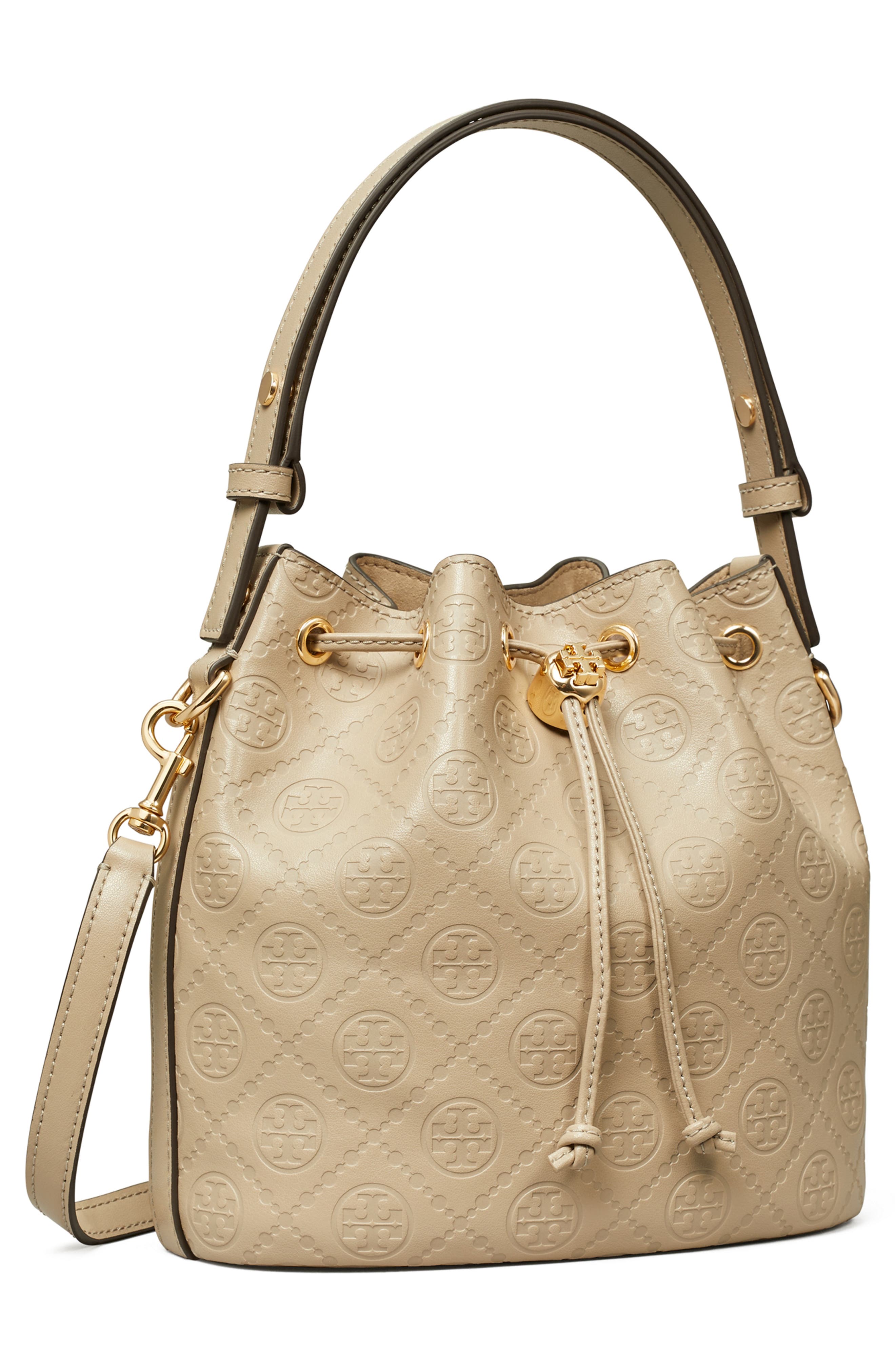 Tory Burch T Monogram Debossed Bucket Bag, Alternate, color, Fresh Clay