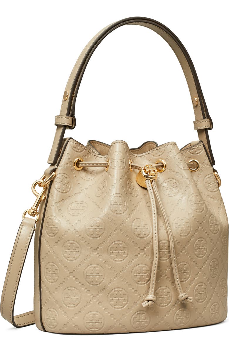 Tory Burch T Monogram Debossed Bucket Bag, Alternate, color, Fresh Clay