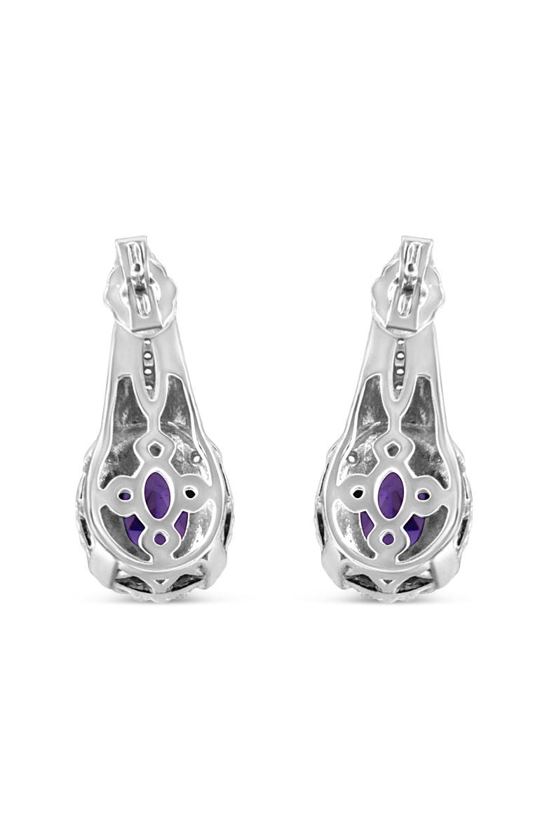 Haus of Brilliance Silver Purple Amethyst and Diamond Accent Art Deco Style Dangle Earrings, Alternate, color, White