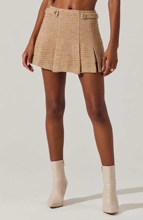 Bronwyn Pleated Tweed Miniskort