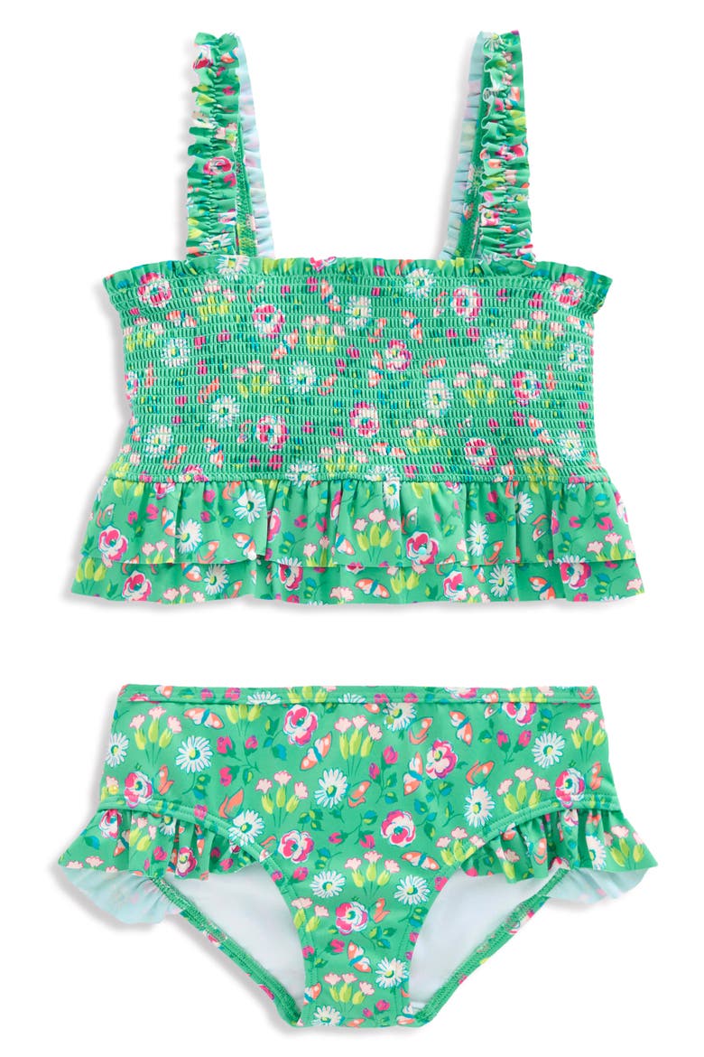 Kids' Smocked Two-Piece Swimsuit, Main, color, AQUAMARINE BUTTERFLY FLORAL
