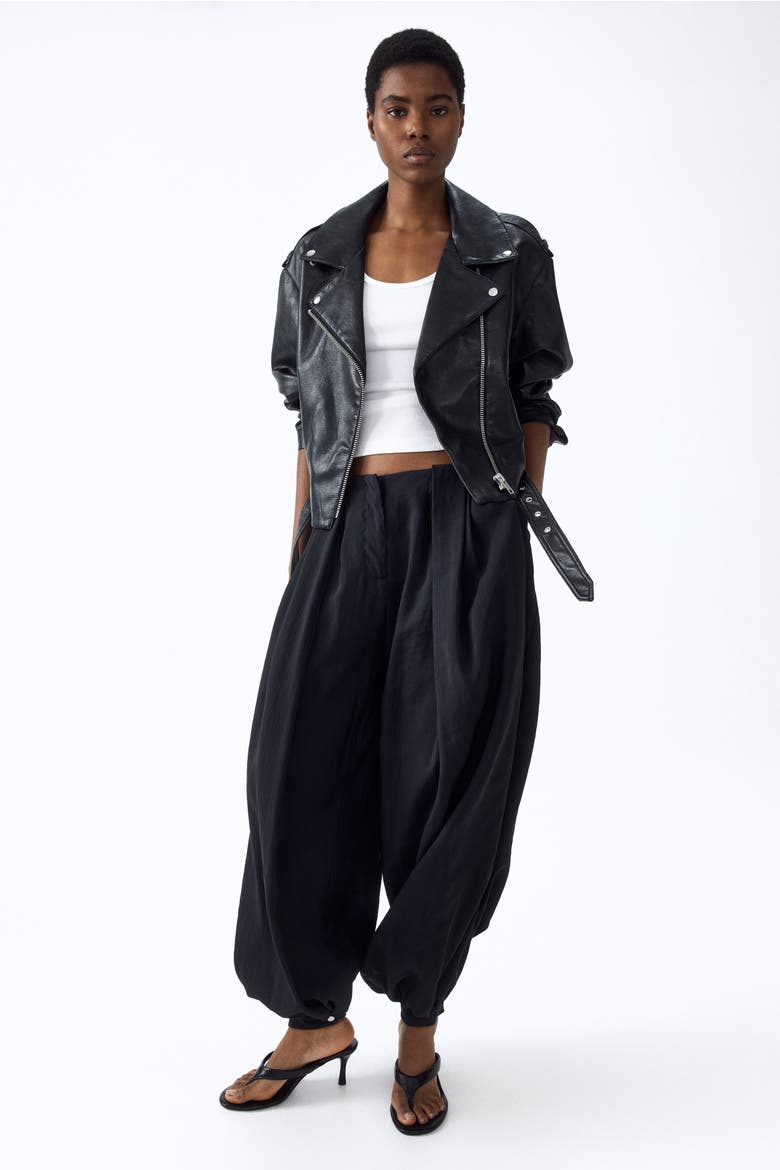 Coated Biker Jacket, Alternate, color, Black