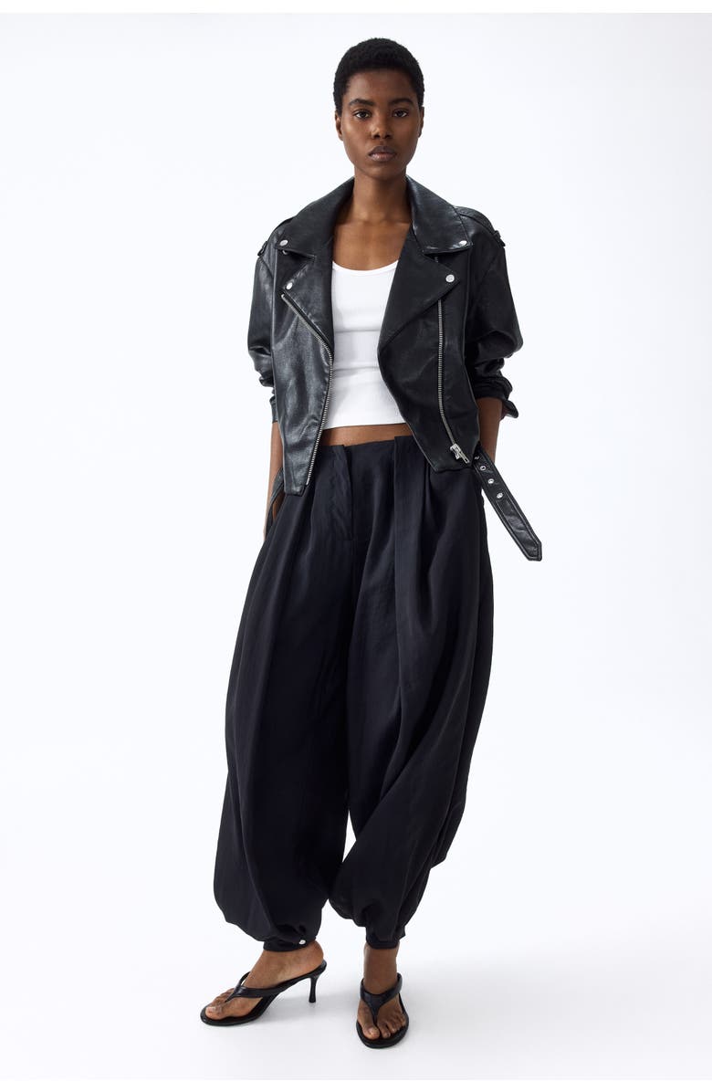 H&M Coated Biker Jacket, Alternate, color, Black