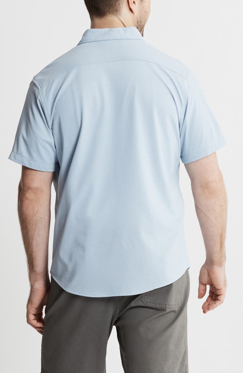 JACHS Short Sleeve Stretch Oxford Button-Up Shirt, Alternate, color, Light Blue