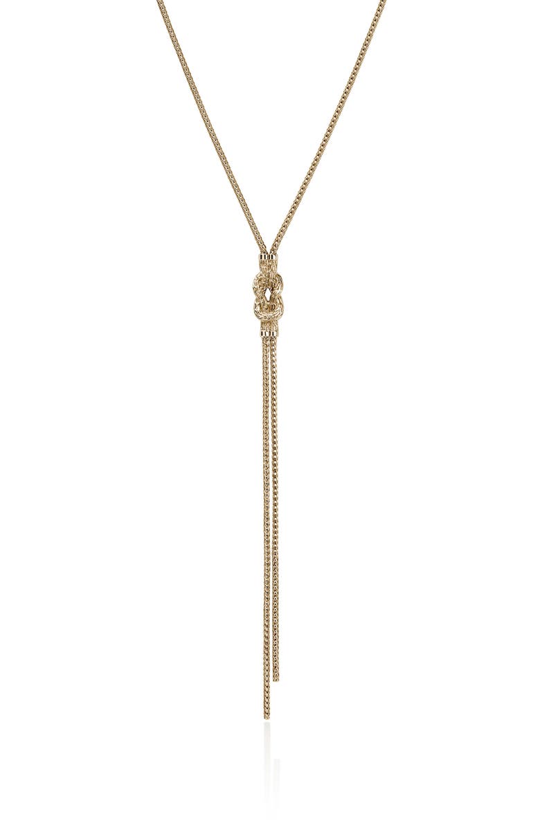 John Hardy Love Knot Y-Necklace, Diamonds, Alternate, color, Gold