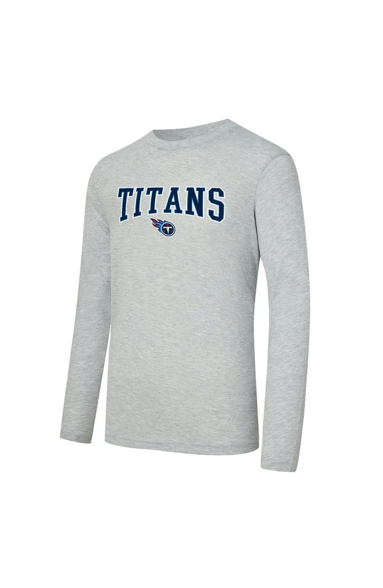 CONCEPTS SPORT Men's Concepts Sport Navy/Heather Gray Tennessee Titans Regulate Long Sleeve T-Shirt and Plaid Pant Set, Alternate, color, Navy
