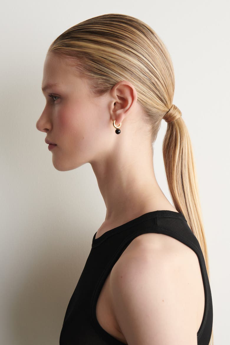 Beaded Huggie Hoop Earrings, Alternate, color, GOLD