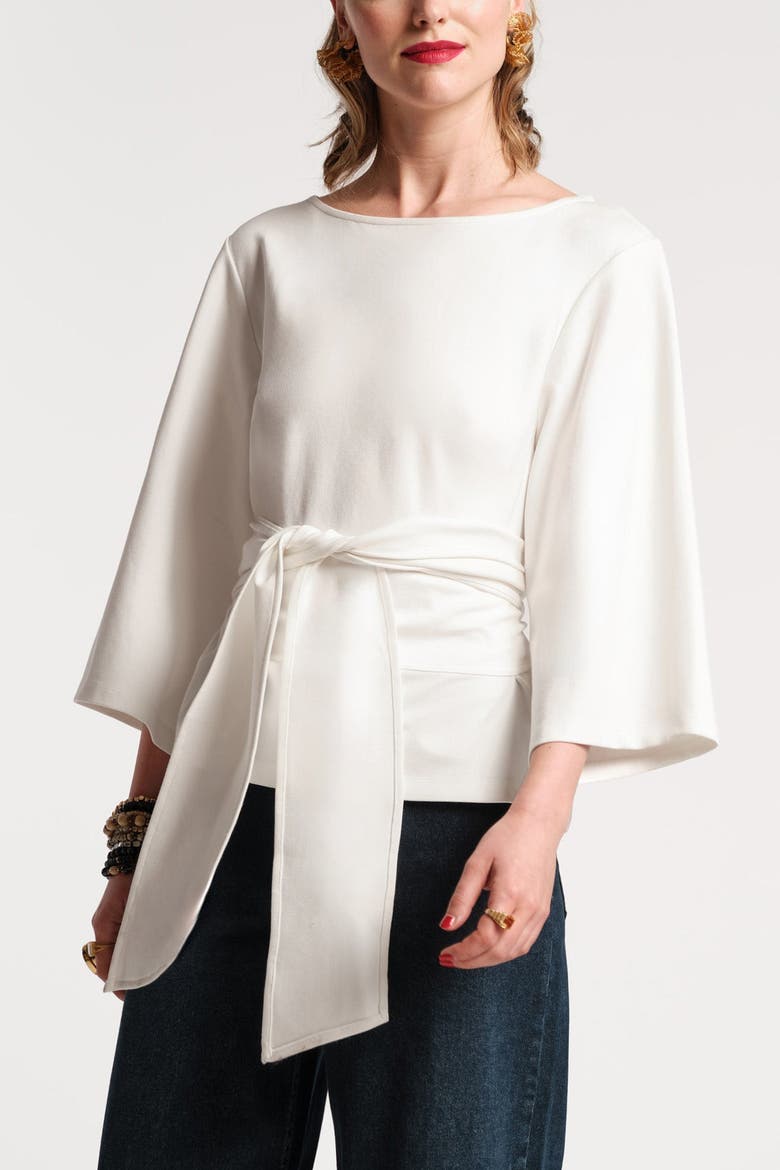 Whitney Wrap Top Solid Viscose Blend Viscose Blend, Main, color, Oyster
