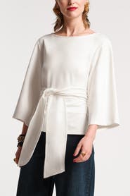 Frances Valentine Whitney Wrap Top Solid Viscose Blend Viscose Blend