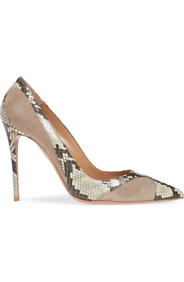 Aquazzura Satine Snakeskin Embossed Pump, Alternate, color,