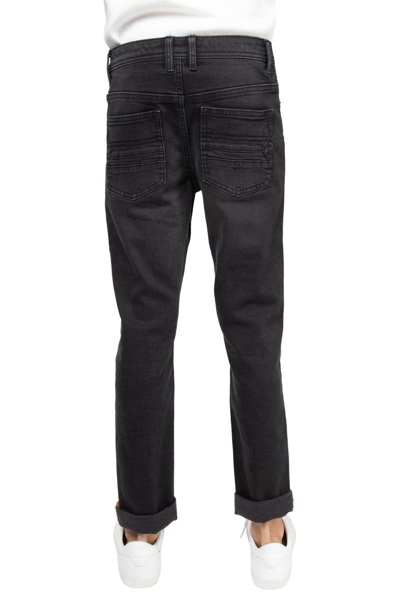 Kids' Raw X Rip & Repair Distressed Neon Stitch Jeans, Alternate, color, JET BLACK