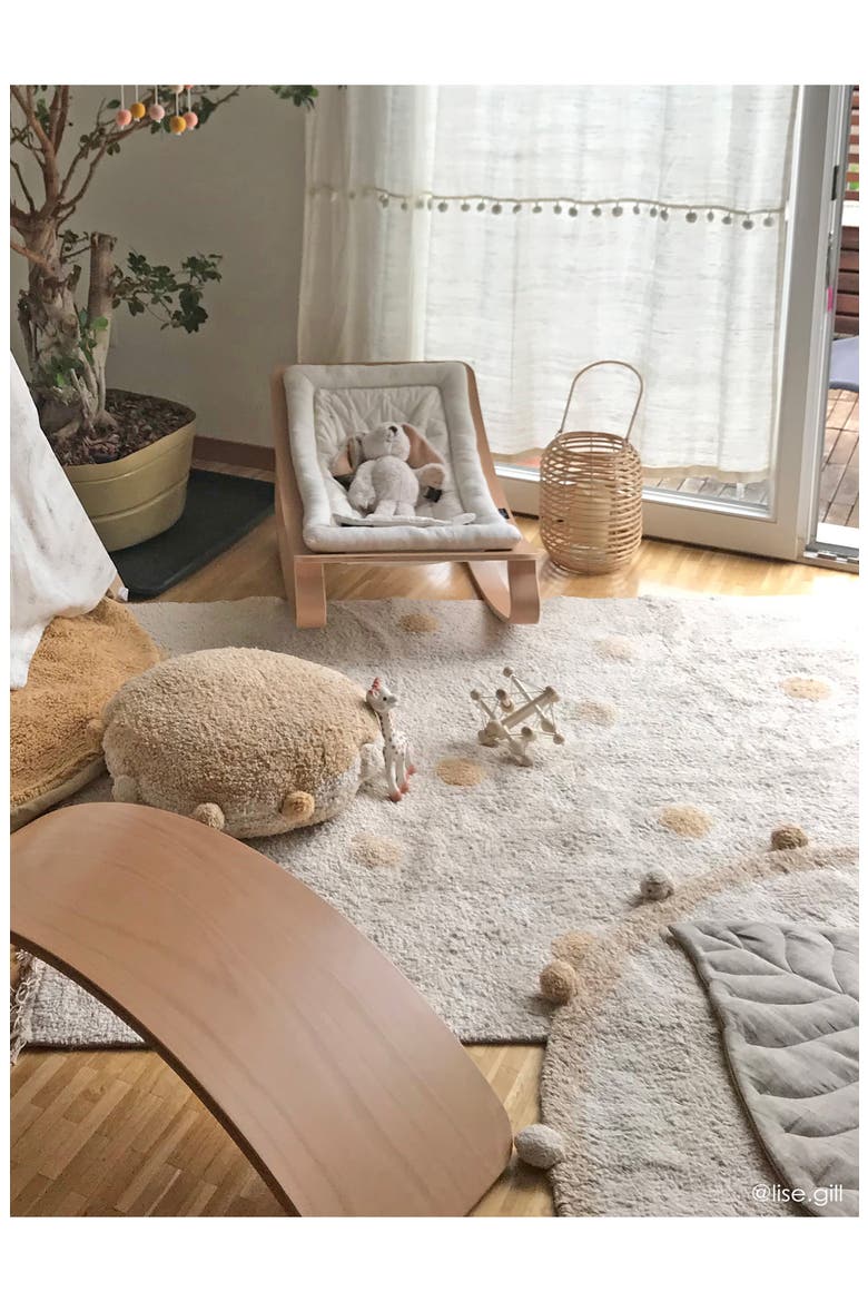 Polka Dot Fringe Trim Washable Cotton Blend Rug, Alternate, color, NATURAL