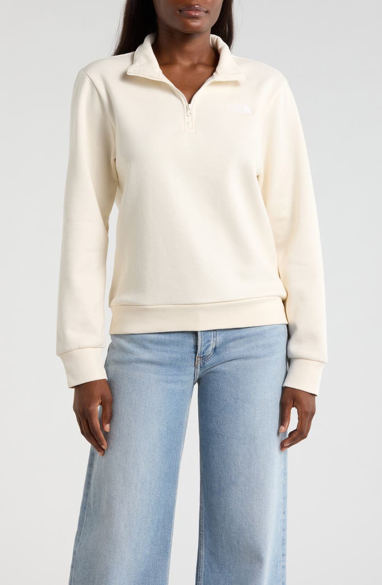 The North Face Evolution Simple Dome Cotton Blend Quarter Zip Sweatshirt, Main, color, White Dune